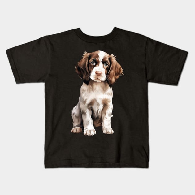 Puppy English Springer Spaniel Kids T-Shirt by DavidBriotArt